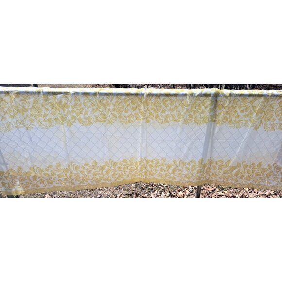 Vintage Organza Tablecloth XL Gold Floral Mid Century Banquet Party 100x63 - Picture 4 of 9